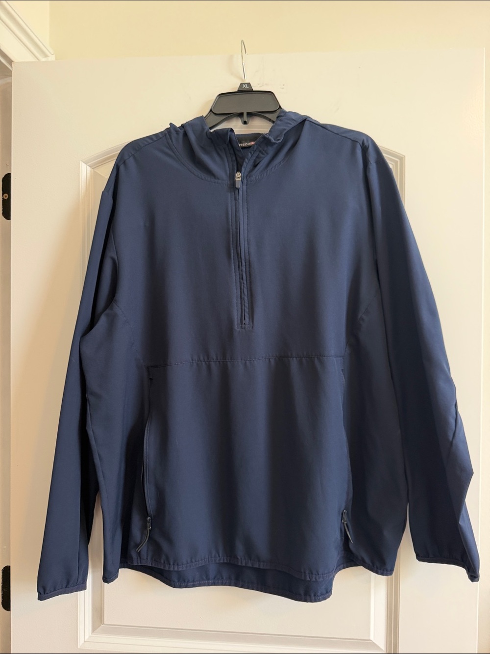 Swiss Tech Navy Lightweight Half-Zip Hooded Shirt Jacket
